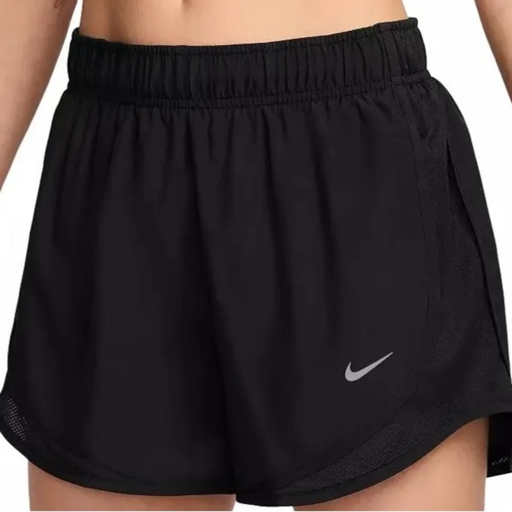 Nike Women's Dri-FIT Tempo Mid-Rise Brief-Lined Running Shorts Black Size Large